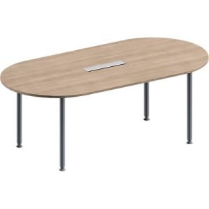 Schäfer Shop Genius Konferenztisch MODENA FLEX, 6-fach Anschluss, Oval, 4-Fuß Rundrohr, B 2000 x T 1000 x H 720-840 mm, Eiche Dekor/weißalu Schäfer Shop Genius Konferenztisch MODENA FLEX, 6-fach Anschluss, Oval, 4-Fuß Rundrohr, B 2000 x T 1000 x H 720-840 mm, Eiche Dekor/weißalu