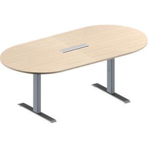 Schäfer Shop Genius Konferenztisch MODENA FLEX, 6-fach Anschluss, Oval, T-Fuß Rechteckrohr, B 2000 x T 1000 x H 650-850 mm, Ahorn/weißalu Schäfer Shop Genius Konferenztisch MODENA FLEX, 6-fach Anschluss, Oval, T-Fuß Rechteckrohr, B 2000 x T 1000 x H 650-850 mm, Ahorn/weißalu