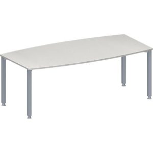 Schäfer Shop Genius Konferenztisch MODENA FLEX, Boot, 4-Fuß Quadratrohr, B 2000 x H 720-840 mm, lichtgrau/weißaluminium Schäfer Shop Genius Konferenztisch MODENA FLEX, Boot, 4-Fuß Quadratrohr, B 2000 x H 720-840 mm, lichtgrau/weißaluminium