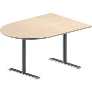 Schäfer Shop Genius Konferenztisch MODENA FLEX, Halbkreis, T-Fuß Rundrohr, B 1400 x T 1000 x H 650-850 mm, Ahorn/weißaluminium RAL 9006 Schäfer Shop Genius Konferenztisch MODENA FLEX, Halbkreis, T-Fuß Rundrohr, B 1400 x T 1000 x H 650-850 mm, Ahorn/weißaluminium RAL 9006