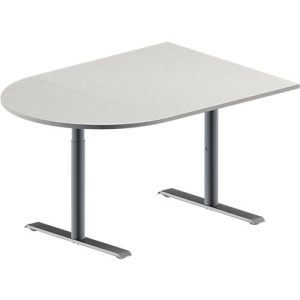 Schäfer Shop Genius Konferenztisch MODENA FLEX, Halbkreis, T-Fuß Rundrohr, B 1400 x T 1000 x H 650-850 mm, lichtgrau/weißaluminium RAL 9006 Schäfer Shop Genius Konferenztisch MODENA FLEX, Halbkreis, T-Fuß Rundrohr, B 1400 x T 1000 x H 650-850 mm, lichtgrau/weißaluminium RAL 9006