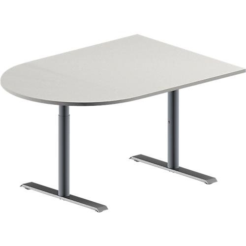 Schäfer Shop Genius Konferenztisch MODENA FLEX, Halbkreis, T-Fuß Rundrohr, B 1400 x T 1000 x H 650-850 mm, lichtgrau/weißaluminium RAL 9006