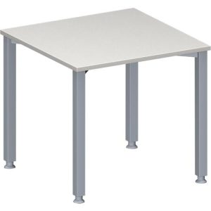 Schäfer Shop Genius Konferenztisch MODENA FLEX, Quadrat, 4-Fuß Quadratrohr, B 800 x T 800 x H 720-840 mm, lichtgrau/weißaluminium RAL 9006 Schäfer Shop Genius Konferenztisch MODENA FLEX, Quadrat, 4-Fuß Quadratrohr, B 800 x T 800 x H 720-840 mm, lichtgrau/weißaluminium RAL 9006