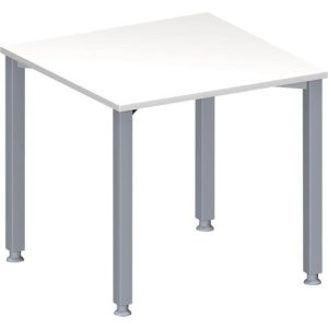 Schäfer Shop Genius Konferenztisch MODENA FLEX, Quadrat, 4-Fuß Quadratrohr, B 800 x T 800 x H 720-840 mm, weiß/weißaluminium RAL 9006 Schäfer Shop Genius Konferenztisch MODENA FLEX, Quadrat, 4-Fuß Quadratrohr, B 800 x T 800 x H 720-840 mm, weiß/weißaluminium RAL 9006