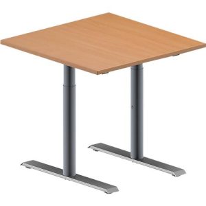 Schäfer Shop Genius Konferenztisch MODENA FLEX, Quadrat, T-Fuß Rundrohr, B 800 x T 800 x H 650-850 mm, Buche/weißaluminium RAL 9006 Schäfer Shop Genius Konferenztisch MODENA FLEX, Quadrat, T-Fuß Rundrohr, B 800 x T 800 x H 650-850 mm, Buche/weißaluminium RAL 9006