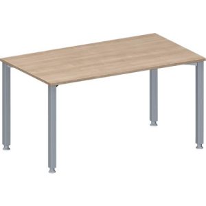 Schäfer Shop Genius Konferenztisch MODENA FLEX, Rechteck, 4-Fuß Quadratrohr, B 1400 x T 800 x H 720-840 mm, Eiche-Dekor/weißaluminium RAL 9006 Schäfer Shop Genius Konferenztisch MODENA FLEX, Rechteck, 4-Fuß Quadratrohr, B 1400 x T 800 x H 720-840 mm, Eiche-Dekor/weißaluminium RAL 9006