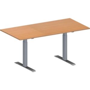 Schäfer Shop Genius Konferenztisch MODENA FLEX, Rechteck, T-Fuß Rechteckrohr, B 1600 x T 800 x H 650-850 mm, Buche/weißaluminium RAL 9006 Schäfer Shop Genius Konferenztisch MODENA FLEX, Rechteck, T-Fuß Rechteckrohr, B 1600 x T 800 x H 650-850 mm, Buche/weißaluminium RAL 9006