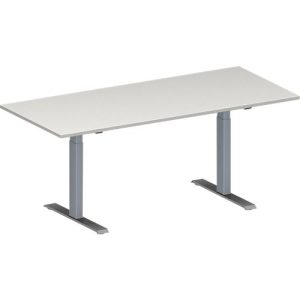 Schäfer Shop Genius Konferenztisch MODENA FLEX, Rechteck, T-Fuß Rechteckrohr, B 1800 x T 800 x H 650-850 mm, lichtgrau/weißaluminium RAL 9006 Schäfer Shop Genius Konferenztisch MODENA FLEX, Rechteck, T-Fuß Rechteckrohr, B 1800 x T 800 x H 650-850 mm, lichtgrau/weißaluminium RAL 9006