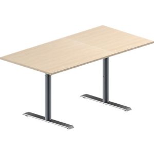 Schäfer Shop Genius Konferenztisch MODENA FLEX, Rechteck, T-Fuß Rundrohr, B 1600 x T 800 x H 650-850 mm, Ahorn/weißaluminium RAL 9006 Schäfer Shop Genius Konferenztisch MODENA FLEX, Rechteck, T-Fuß Rundrohr, B 1600 x T 800 x H 650-850 mm, Ahorn/weißaluminium RAL 9006