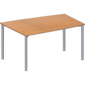 Schäfer Shop Genius Konferenztisch MODENA FLEX, Tonne, 4-Fuß Rundrohr, B 1400 x T 1000 x H 720-840 mm, Buche/weißaluminium RAL 9006 Schäfer Shop Genius Konferenztisch MODENA FLEX, Tonne, 4-Fuß Rundrohr, B 1400 x T 1000 x H 720-840 mm, Buche/weißaluminium RAL 9006