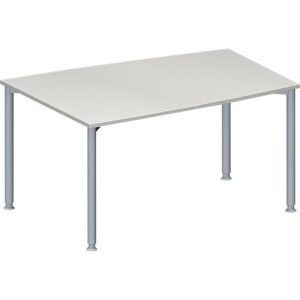 Schäfer Shop Genius Konferenztisch MODENA FLEX, Tonne, 4-Fuß Rundrohr, B 1400 x T 1000 x H 720-840 mm, lichtgrau/weißaluminium RAL 9006 Schäfer Shop Genius Konferenztisch MODENA FLEX, Tonne, 4-Fuß Rundrohr, B 1400 x T 1000 x H 720-840 mm, lichtgrau/weißaluminium RAL 9006