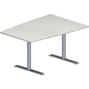 Schäfer Shop Genius Konferenztisch MODENA FLEX, Tonne, T-Fuß Rundrohr, B 1400 x T 1000 x H 650-850 mm, lichtgrau/weißaluminium RAL 9006 Schäfer Shop Genius Konferenztisch MODENA FLEX, Tonne, T-Fuß Rundrohr, B 1400 x T 1000 x H 650-850 mm, lichtgrau/weißaluminium RAL 9006