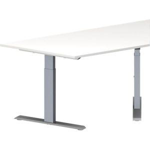 Schäfer Shop Genius Konferenztisch MODENA FLEX, Trapez, T-Fuß Rechteckrohr, B 1600 x T 800 x H 650-850 mm, weiß/weißaluminium RAL 9006 Schäfer Shop Genius Konferenztisch MODENA FLEX, Trapez, T-Fuß Rechteckrohr, B 1600 x T 800 x H 650-850 mm, weiß/weißaluminium RAL 9006