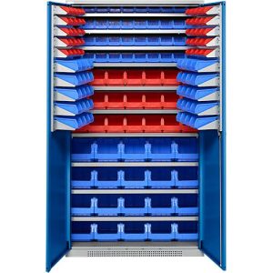 Schäfer Shop Genius Magazinschrank, mit Sichtlagerkästen, B 1055 x T 520 x H 1950 mm, enzianblau/weißaluminium Schäfer Shop Genius Magazinschrank, mit Sichtlagerkästen, B 1055 x T 520 x H 1950 mm, enzianblau/weißaluminium