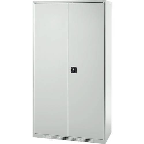 Schäfer Shop Genius Materialschrank FS, 5 OH, abschließbar, 4 Fachböden/12 Schübe, bis 450 kg, B 1055 x T 520 x H 1950 mm, Stahl, lichtgrau/lichtgrau