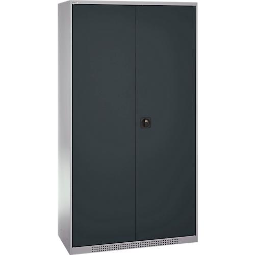 Schäfer Shop Genius Materialschrank FS, 5 OH, abschließbar, Lochrasterwände/3 Fachböden, bis 450 kg, B 1055 x T 520 x H 1950 mm, weißalu/anthrazitgrau