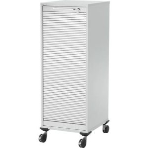 Schäfer Shop Genius Multimobil, B 450 x T 500 x H 1220 mm, Kunststoffrollladen, mit Rollen, abschließbar, lichtgrau Schäfer Shop Genius Multimobil, B 450 x T 500 x H 1220 mm, Kunststoffrollladen, mit Rollen, abschließbar, lichtgrau