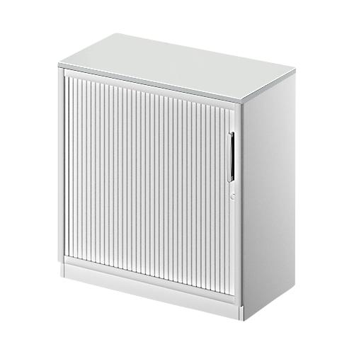 Schäfer Shop Genius Querrollladenschrank TETRIS SOLID, 2 OH, B 800 mm, inkl. 19 mm Abdeckplatte, lichtgrau/weißalu/weißalu