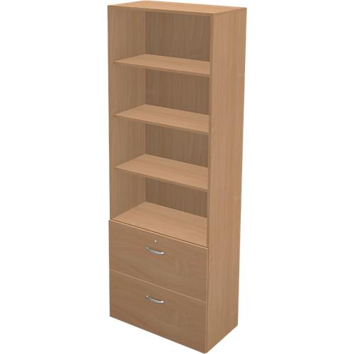 Schäfer Shop Genius Regal-Hängeregisterschrank-Kombination TETRIS WALL, B 800 x T 440 x H 2250 mm, Buche-Dekor