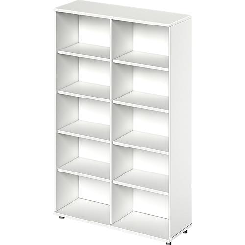 Schäfer Shop Genius Regal TETRIS WOOD, 5 OH, Höhe inkl. Gleiter, B 1200 mm, weiß