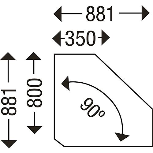Schäfer Shop Genius Rückseitenblende für Winkelplatte, B 800 x T 800 mm/ 90°, weißaluminium