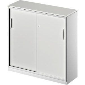 Schäfer Shop Genius Schiebetürenschrank TETRIS SOLID, 3 OH, 2 Fachböden, B 1200 mm, 19 mm Abdeckplatte, lichtgrau/weißalu Schäfer Shop Genius Schiebetürenschrank TETRIS SOLID, 3 OH, 2 Fachböden, B 1200 mm, 19 mm Abdeckplatte, lichtgrau/weißalu