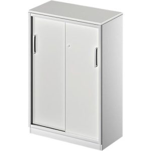 Schäfer Shop Genius Schiebetürenschrank TETRIS SOLID, 3 OH, 2 Fachböden, B 800 mm, 19 mm Abdeckplatte, lichtgrau/weißalu Schäfer Shop Genius Schiebetürenschrank TETRIS SOLID, 3 OH, 2 Fachböden, B 800 mm, 19 mm Abdeckplatte, lichtgrau/weißalu