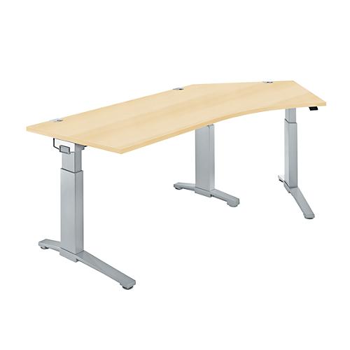 Schäfer Shop Genius Schreibtisch 135° Planova Ergostyle , Ansatz rechts, man. höheneinstellbar, B 2165 x T 800 mm , Ahorn-Dekor/weißalu