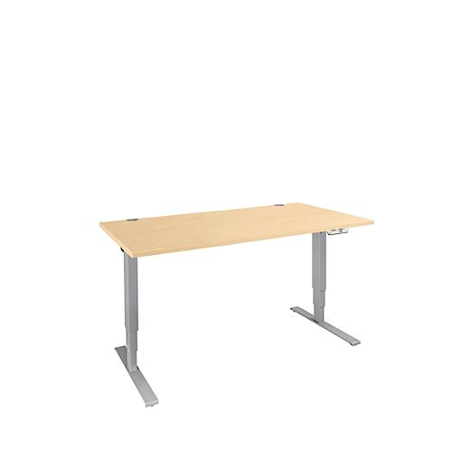 Schäfer Shop Genius Schreibtisch AERO FLEX, elektrisch höhenverstellbar, Rechteck, C-Fuß, B 1200 x T 800 x H 700-1200 mm, Ahorn/weißalu