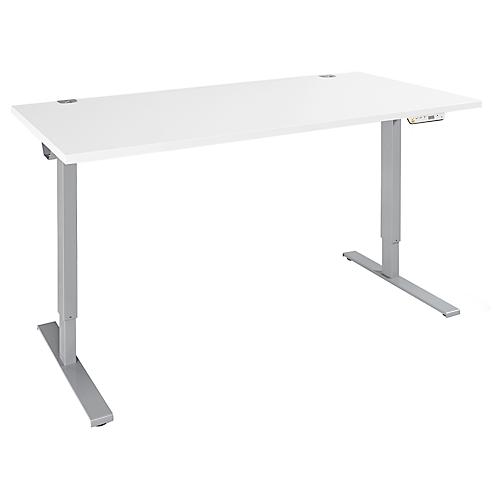 Schäfer Shop Genius Schreibtisch AERO FLEX, elektrisch höhenverstellbar, Rechteck, T-Fuß, B 1200 x T 800 x H 620-1280 mm, weiß/weißalu