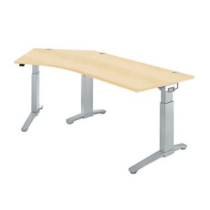 Schäfer Shop Genius Schreibtisch ERGOSTYLE S, 135°, Ansatz links, manuell höheneinstellbar, B 2165 x T 800 mm, Ahorn/weißaluminium Schäfer Shop Genius Schreibtisch ERGOSTYLE S, 135°, Ansatz links, manuell höheneinstellbar, B 2165 x T 800 mm, Ahorn/weißaluminium