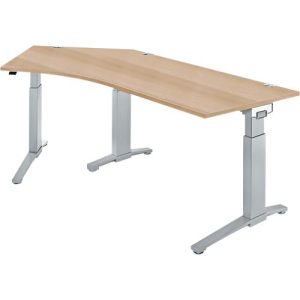 Schäfer Shop Genius Schreibtisch ERGOSTYLE S 135°, Ansatz links, manuell höheneinstellbar, B 2165 x T 800 mm, Eiche/weißaluminium Schäfer Shop Genius Schreibtisch ERGOSTYLE S 135°, Ansatz links, manuell höheneinstellbar, B 2165 x T 800 mm, Eiche/weißaluminium