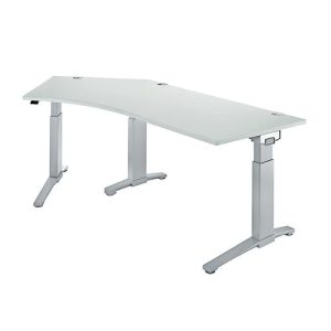 Schäfer Shop Genius Schreibtisch ERGOSTYLE S, 135°, Ansatz links, manuell höheneinstellbar, B 2165 x T 800 mm, lichtgrau/weißaluminium Schäfer Shop Genius Schreibtisch ERGOSTYLE S, 135°, Ansatz links, manuell höheneinstellbar, B 2165 x T 800 mm, lichtgrau/weißaluminium