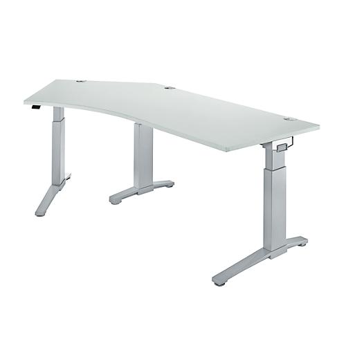 Schäfer Shop Genius Schreibtisch ERGOSTYLE S, 135°, Ansatz links, manuell höheneinstellbar, B 2165 x T 800 mm, lichtgrau/weißaluminium