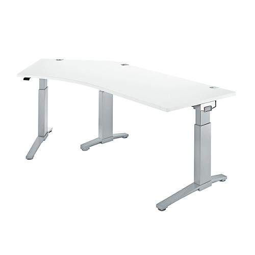 Schäfer Shop Genius Schreibtisch, ERGOSTYLE S, 135°, Ansatz links, manuell höheneinstellbar, B 2165 x T 800 mm, weiß/weißaluminium