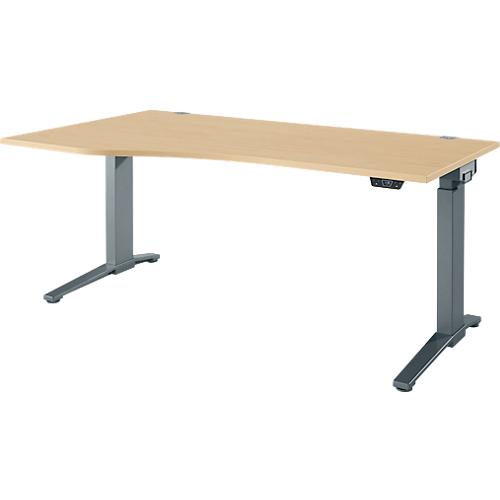 Schäfer Shop Genius Schreibtisch ERGOSTYLE S, elektrisch höhenverstellbar, einstufig, Ansatz links, C-Fuß, B 1800 x T 800 x H 715-1182 mm, inkl. Memory Master, Ahorn/anthrazit