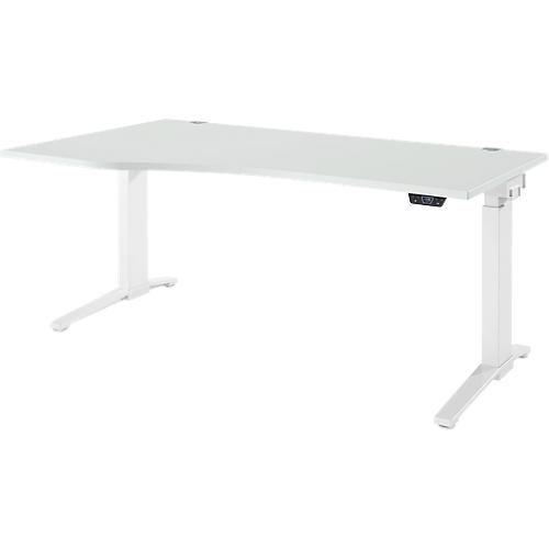 Schäfer Shop Genius Schreibtisch ERGOSTYLE S, elektrisch höhenverstellbar, einstufig, Ansatz links, C-Fuß, B 1800 x T 800 x H 715-1182 mm, inkl. Memory Master, lichtgrau/weiß