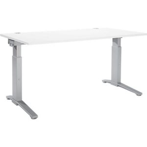 Schäfer Shop Genius Schreibtisch ERGOSTYLE S, manuell höhenverstellbar, Rechteck, C-Fuß, B 1600 x T 800 x H 675-895 mm, weiß/weißaluminium Schäfer Shop Genius Schreibtisch ERGOSTYLE S, manuell höhenverstellbar, Rechteck, C-Fuß, B 1600 x T 800 x H 675-895 mm, weiß/weißaluminium