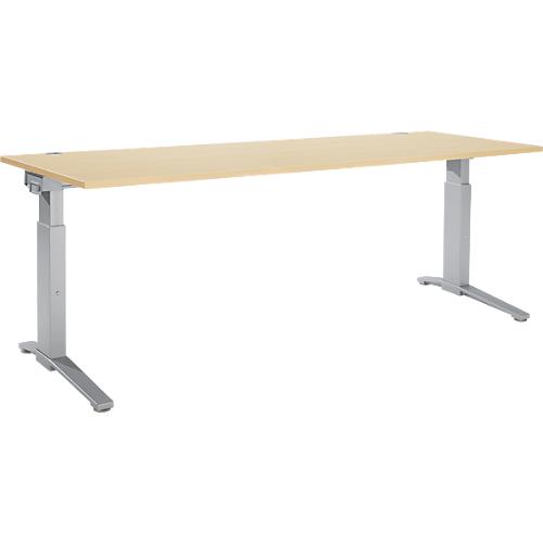 Schäfer Shop Genius Schreibtisch ERGOSTYLE S, manuell höhenverstellbar, Rechteck, C-Fuß, B 2000 x T 800 x H 675-895 mm, ahorn/weißaluminium