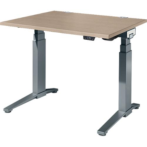 Schäfer Shop Genius Schreibtisch ERGOSTYLE S, Rechteck, elektrisch höhenverstellbar, zweistufig, C-Fuß, B 1200 x T 800 x H 635-1305 mm, inkl. Memory Master, Eiche/anthrazit