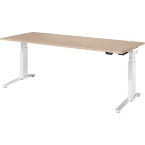 Schäfer Shop Genius Schreibtisch ERGOSTYLE S, Rechteck, elektrisch höhenverstellbar, zweistufig, C-Fuß, B 2000 x T 800 x H 635-1305 mm, inkl. Memory Master, Eiche/weiß Schäfer Shop Genius Schreibtisch ERGOSTYLE S, Rechteck, elektrisch höhenverstellbar, zweistufig, C-Fuß, B 2000 x T 800 x H 635-1305 mm, inkl. Memory Master, Eiche/weiß