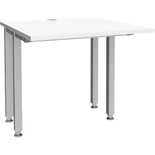 Schäfer Shop Genius Schreibtisch MODENA FLEX, 4-Fuß-Quadratrohr, verkürzte Seitenteile, B 800 mm, weiß