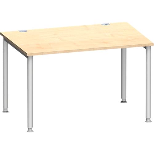 Schäfer Shop Genius Schreibtisch MODENA FLEX, 4-Fuß-Rundrohr, B 1200 x T 800 mm, Ahorn/weißalu