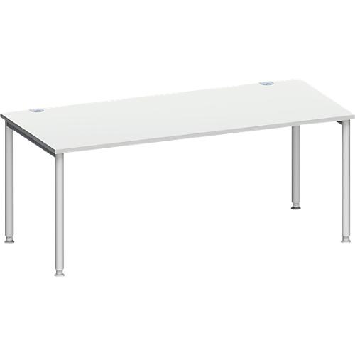Schäfer Shop Genius Schreibtisch MODENA FLEX, 4-Fuß-Rundrohr, B 1800 x T 800 mm, lichtgrau/weißalu
