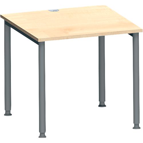Schäfer Shop Genius Schreibtisch MODENA FLEX, 4-Fuß-Rundrohr, B 800 x T 800 mm, Ahorn/anthrazit