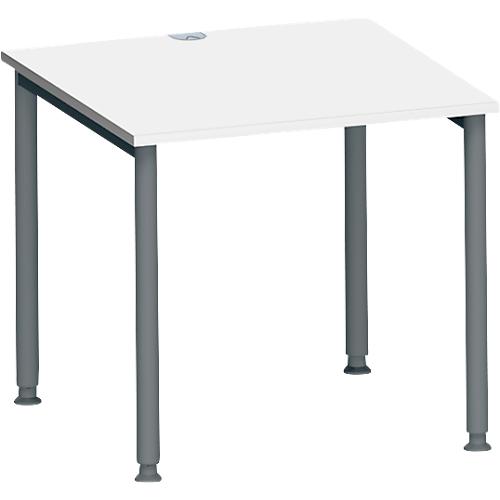 Schäfer Shop Genius Schreibtisch MODENA FLEX, 4-Fuß-Rundrohr, B 800 x T 800 mm, weiß/anthrazit