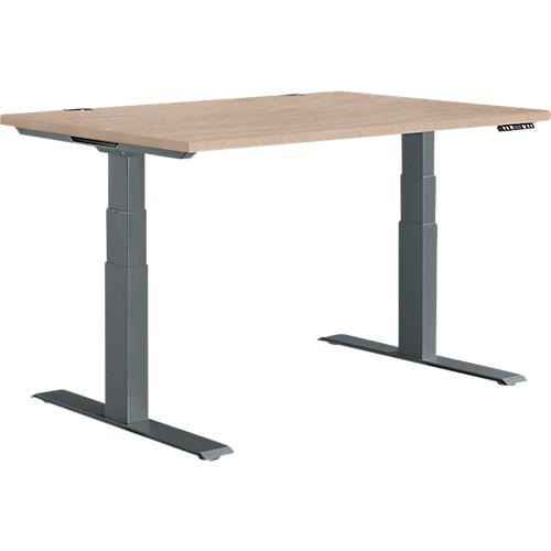 Schäfer Shop Genius Schreibtisch MODENA FLEX, elektrisch höhenverstellbar, Rechteck, T-Fuß, B 1200 x T 800 mm, Eiche/anthrazit