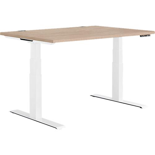 Schäfer Shop Genius Schreibtisch MODENA FLEX, elektrisch höhenverstellbar, Rechteck, T-Fuß, B 1200 x T 800 mm, Eiche-Dekor/weiß