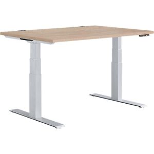 Schäfer Shop Genius Schreibtisch MODENA FLEX, elektrisch höhenverstellbar, Rechteck, T-Fuß, B 1200 x T 800 mm, Eiche/weißalu Schäfer Shop Genius Schreibtisch MODENA FLEX, elektrisch höhenverstellbar, Rechteck, T-Fuß, B 1200 x T 800 mm, Eiche/weißalu