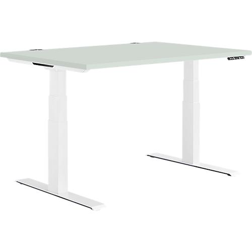 Schäfer Shop Genius Schreibtisch MODENA FLEX, elektrisch höhenverstellbar, Rechteck, T-Fuß, B 1200 x T 800 mm, lichtgrau/weiß